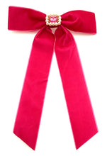 Load image into Gallery viewer, Magenta Pink Velvet Bow Brooch
