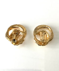 Clip On Vintage Gold Swirl Earrings