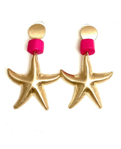 Pink and Gold Starfish Earrings