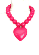 Load image into Gallery viewer, Chunky Pink Acrylic Heart Necklace
