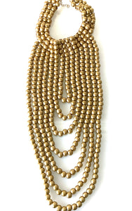 Stunning Gold Beaded Statement Necklace