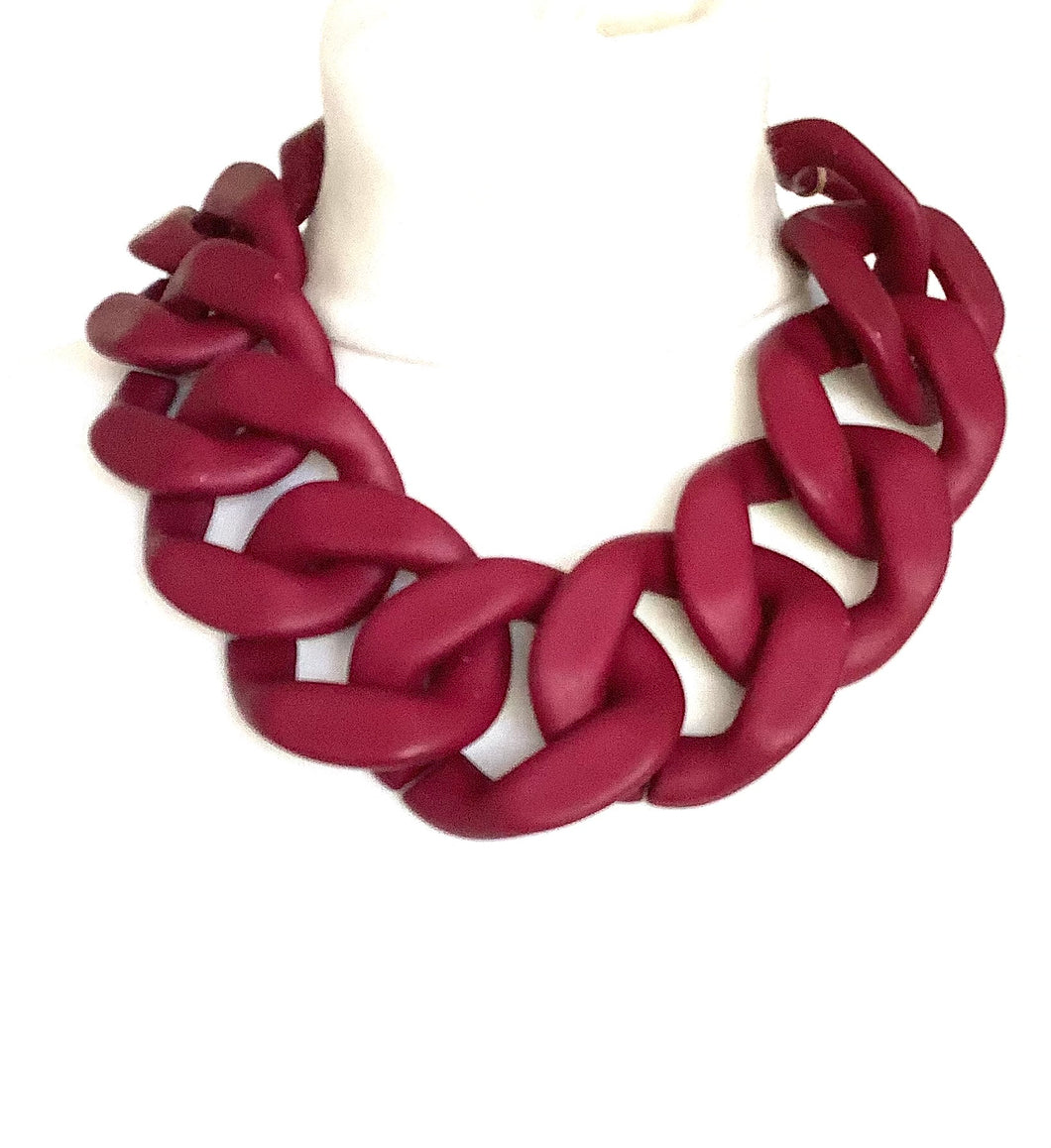 Burgundy Chunky Chain Necklace