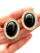 Load image into Gallery viewer, Clip On Vintage Black and Diamanté Earrings
