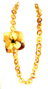 Long Yellow Floral Acrylic Chain Necklace