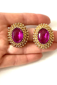 Clip On Purple Vintage Earrings