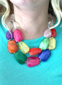 Bright Faceted Bead Two Row Necklace