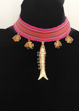 Load image into Gallery viewer, Pink Boho Fish Choker Necklace

