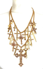 Load image into Gallery viewer, Gold Layered Cross Statement Necklace
