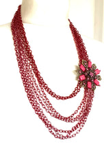 Load image into Gallery viewer, Pink Brooch Chain Necklace
