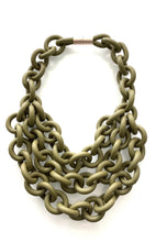 Load image into Gallery viewer, Khaki Green Layered Rubber Chain Necklace
