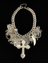Load image into Gallery viewer, Chunky Silver Cross Charm Statement Necklace
