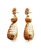 Load image into Gallery viewer, Gold Sequin Teardrop Earrings
