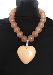 Beige Acrylic Heart Necklace