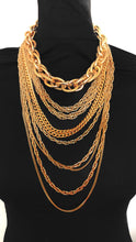 Load image into Gallery viewer, Chunky Gold Layered Waterfall Statement Necklace
