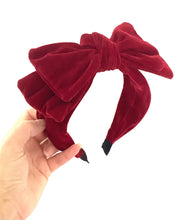 Load image into Gallery viewer, Burgundy Velvet Bow Headband
