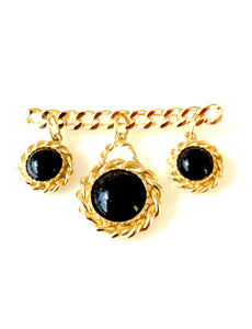 Vintage Black and Gold Brooch