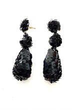 Load image into Gallery viewer, Black Sequin Teardrop Earrings
