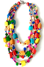 Load image into Gallery viewer, Multi-Coloured Wooden Layered Necklace
