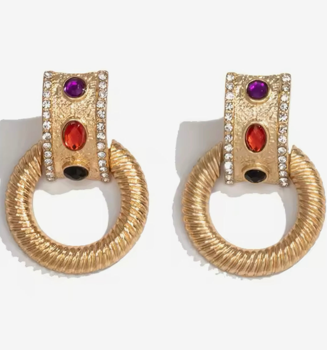 Jewelled Door Knocker Hoop Earrings