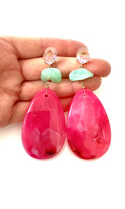 Pink Acrylic Teardrop Earrings