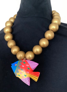 Wooden Tropical Fish Necklace