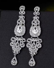 Load image into Gallery viewer, Silver Rhinestone Vintage Style Earrings
