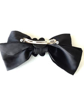Load image into Gallery viewer, Floral Jewel Black Satin Hair Bow
