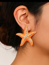 Load image into Gallery viewer, Orange Starfish Earrings
