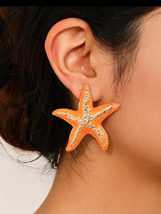 Orange Starfish Earrings