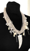 Load image into Gallery viewer, Silver Tusk and Chain Statement Necklace
