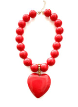 Load image into Gallery viewer, Chunky Red Heart Pendant Necklace
