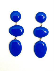 Cobalt Blue Enamel Three Tier Earrings
