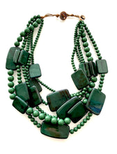 Load image into Gallery viewer, Green Layered Acrylic Bead Necklace
