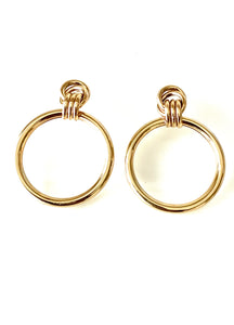 Gold Door Knocker Hoop Earrings