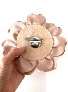 Beige Satin Flower Corsage Brooch