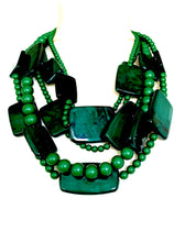 Load image into Gallery viewer, Green Layered Acrylic Bead Necklace
