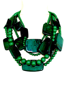 Green Layered Acrylic Bead Necklace