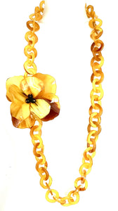 Long Yellow Floral Acrylic Chain Necklace