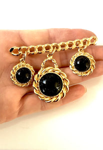 Vintage Black and Gold Brooch