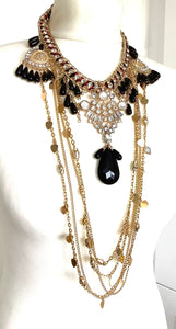 Black and Gold Chain Festival Necklace