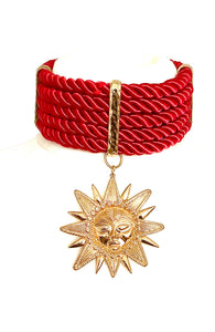 Gold Sun Choker Necklace