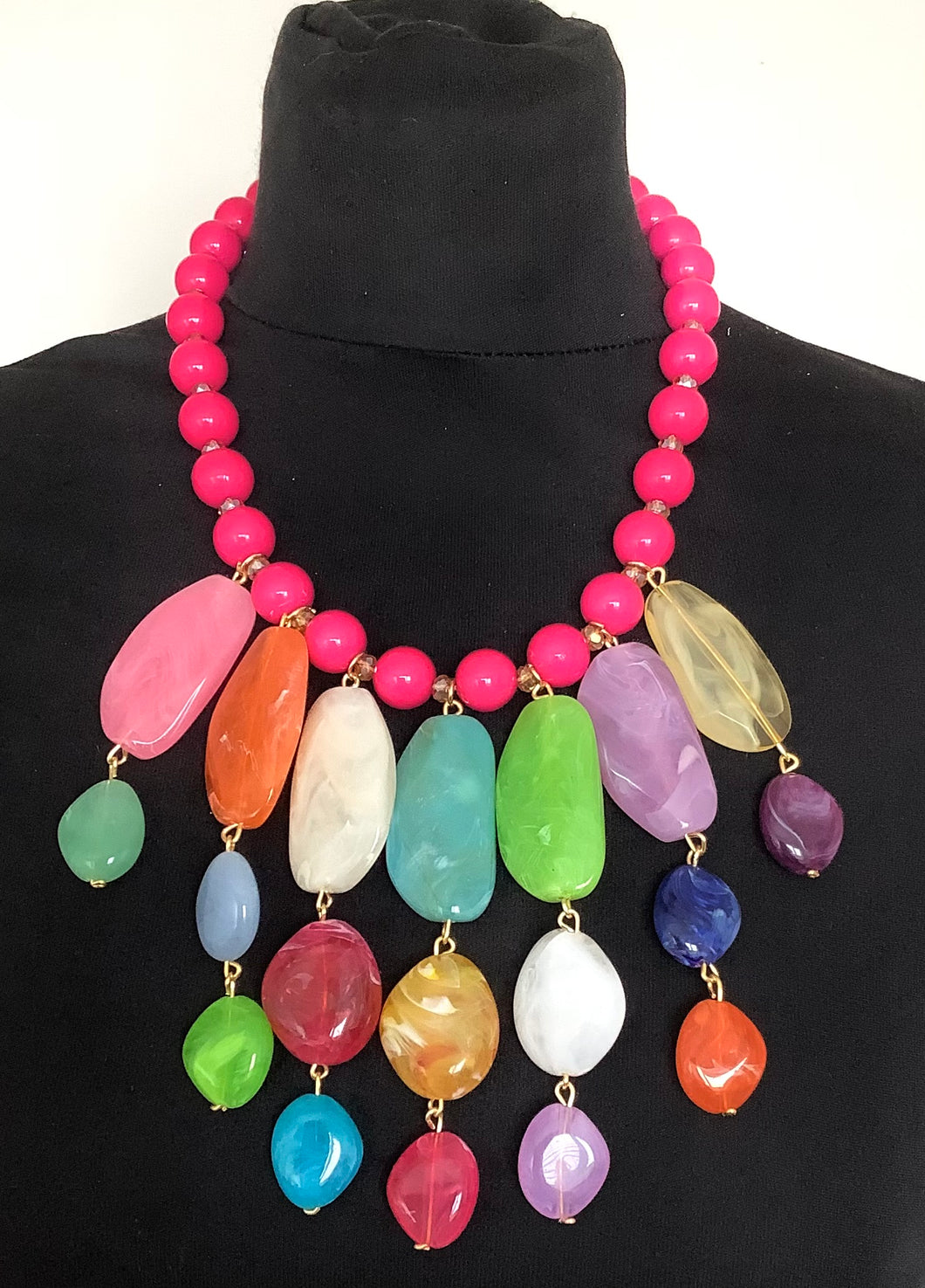 Rainbow Bead Acrylic Necklace