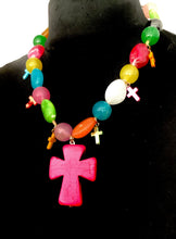 Load image into Gallery viewer, Pink Boho across and Bead Necklace
