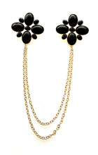 Load image into Gallery viewer, Black Double Floral Vintage Chain Brooch
