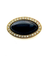 Load image into Gallery viewer, Black and Diamanté Oval Brooch
