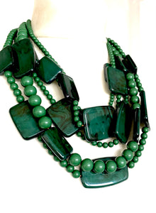 Green Layered Acrylic Bead Necklace
