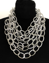 Load image into Gallery viewer, Chunky Silver Layered Chain Statement Necklace
