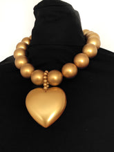 Load image into Gallery viewer, Chunky Gold Bead and Heart Statement Necklace
