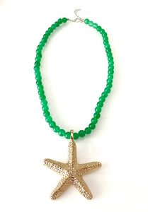 Green And Gold Starfish Necklace
