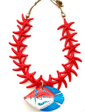 Load image into Gallery viewer, Red Starfish Wooden Fish Necklace
